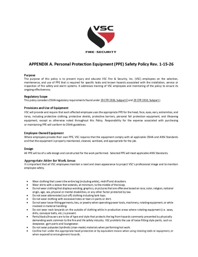 APPENDIX A. Personal Protection Equipment